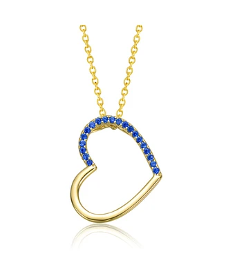 GiGiGirl Kids' 14k Gold Plated with Sapphire blue Cubic Zirconia Heart Pendant Necklace