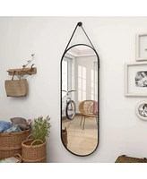 Homlux Oval Wall Mounted Mirror 16"x48" in Black