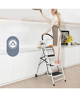 Slickblue 4-Step Folding Ladder with Anti-Slip Pedal Platform 330Lbs Capacity