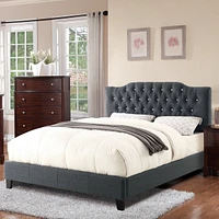 Modern Gorgeous Polyfiber Tufted Queen Size Bed 1 Piece Bed Frame Upholstered Headboard