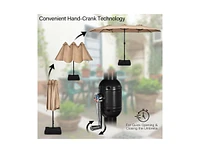 15 Feet Double-Sided Twin Patio Umbrella with Crank and Base