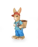 Simplie Fun Cast Stone Rabbit Planter Liven up Your Outdoor Oasis