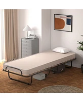 Slickblue Portable Folding Bed with Memory Foam Mattress and Sturdy Metal Frame Made Italy