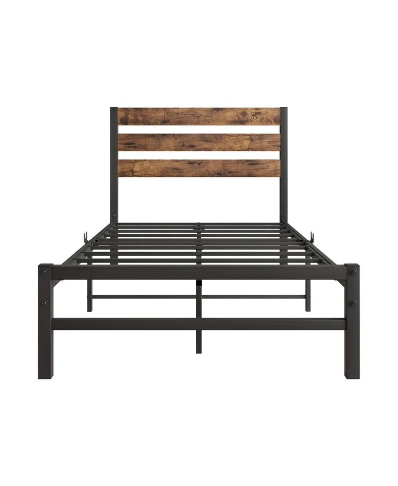 Streamdale Furniture Rustic Wood Headboard Twin Bed Frame