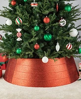 Glitzhome 40.5 D Red Metal Glitter Tree Collar