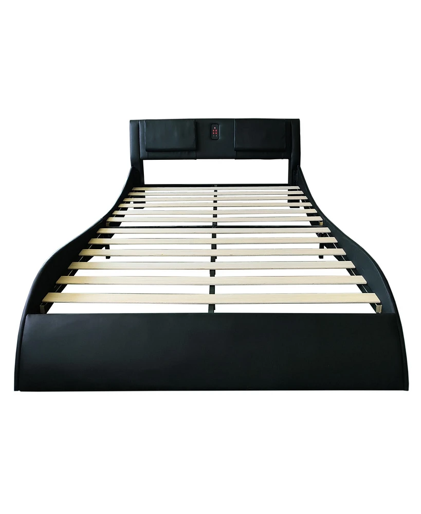 Simplie Fun Queen Platform Bed with Led Lighting, Bluetooth