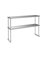 Slickblue 48 x 12 Inch Kitchen Stainless Steel Overshelf with Adjustable Lower Shelf