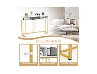 Slickblue Narrow Long Sofa Table for Living Room-White