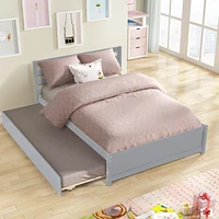 Streamdale Furniture Full Size Wood Platform Bed Frame With Headboard And Twin Trundle