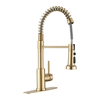 Streamdale Furniture Pull Down Sprayer Spring Kitchen Sink Faucet Brushed Gold