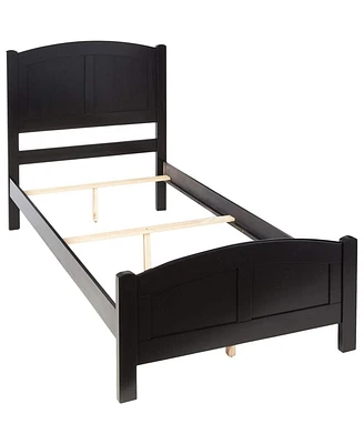 Simplie Fun Black Color Twin Size Bed Youth Bedroom Furniture Unique Headboard Footboard Rubberwood