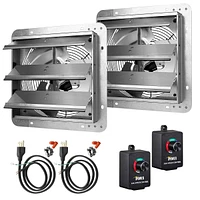 Simplie Fun 12 Inch Variable Shutter Exhaust Fan Aluminum With Speed Controller And Power Cord Kit