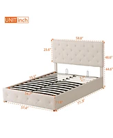 Streamdale Furniture Full Size Upholstered Platform Bed With A Hydraulic Storage System