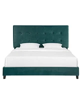 Streamdale Furniture Bridgevine Home King Size Green Velvet Tufted Upholstered Platform Bed