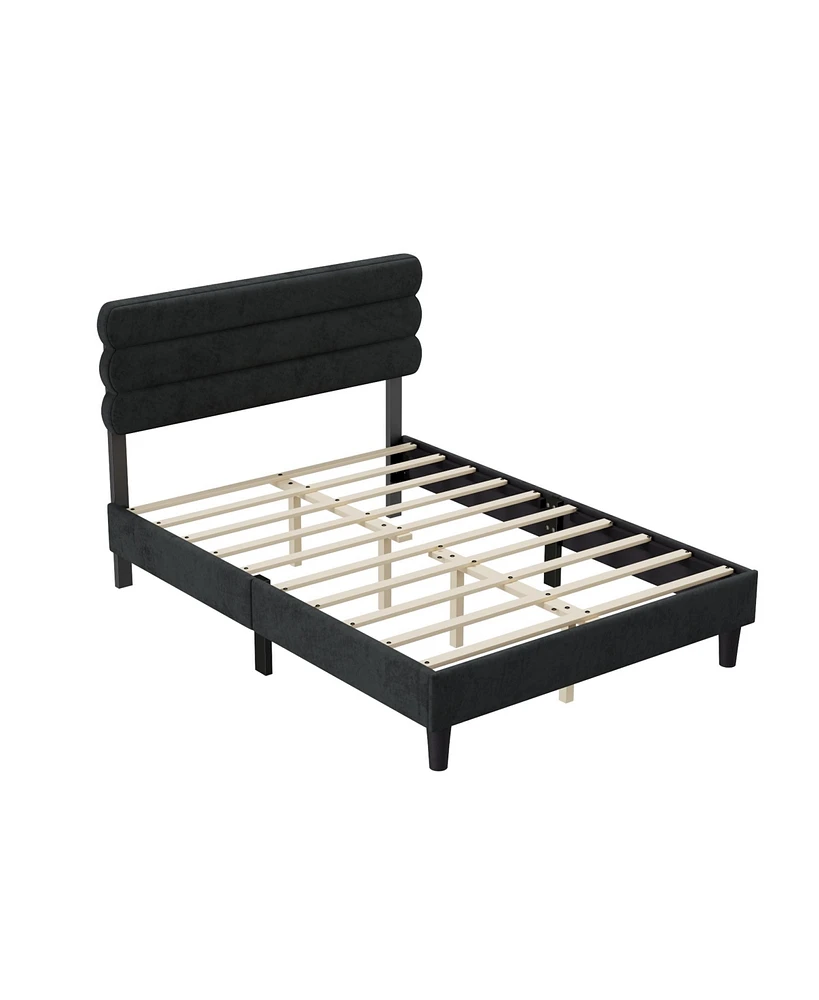 Simplie Fun Sturdy Queen Platform Bed, No Box Spring Required