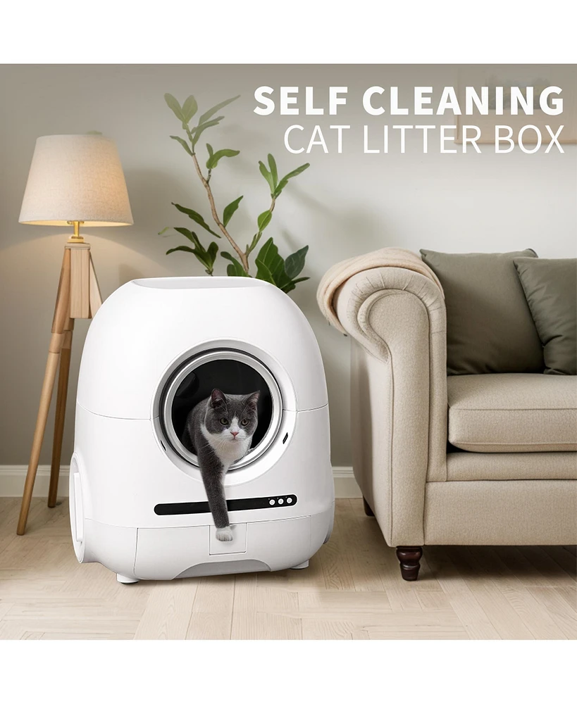 Streamdale Furniture Smart Automatic Cat Litter Box Safety, App Control, Large Capacity, Odor Control