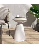 Modern Outdoor End Table Stylish and Durable Circular Pedestal Design
