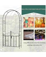 Elegant Metal Garden Arch with Gate for Gardening and Events