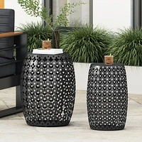 Simplie Fun Modern No Assembly Gold Iron Cut Accent Table Set