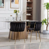 Dining Chair, Thickened Fabric Chairs With Wood Legs, Set Of 2