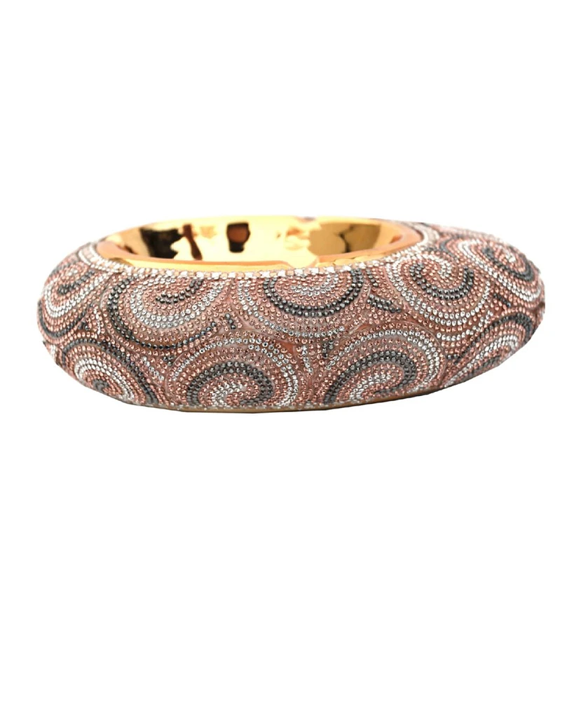 Simplie Fun Chrome Plated Crystal Embellished Ceramic Ashtray