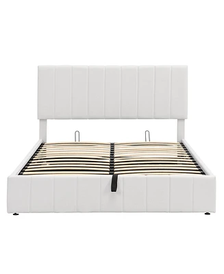 Streamdale Furniture Queen Size Upholstered Platform Bed With A Hydraulic Storage System