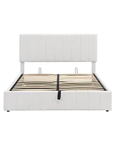 Streamdale Furniture Queen Size Upholstered Platform Bed With A Hydraulic Storage System