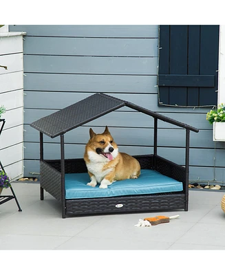 Streamdale Furniture Durable Rattan Canopy Dog Bed Comfort and Protection for Your Furry Friend