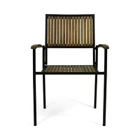 Modern Industrial Acacia Wood Dining Chairs (Set of 2)
