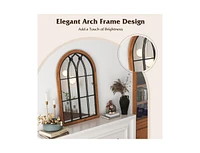 Slickblue Arched Window Finished Mirror with Back Board-Natural