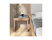 Slickblue Long Natural Wood Bath Spa Stool with Non-slip Foot Pads for Elderly