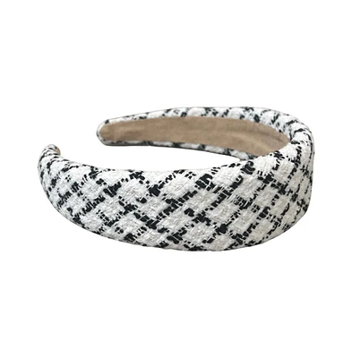 Padded Headband - White Plaid