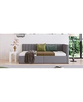 Streamdale Furniture Twin Size Daybed with Storage Drawers, Gray Linen