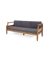 Mid-Century Luxury Outdoor Sofa Acacia Wood and Water-Resistant Cushions