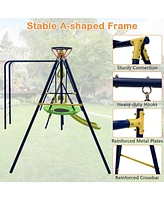 Slickblue 7-in-1 Stable A-shaped Outdoor Swing Set for Backyard