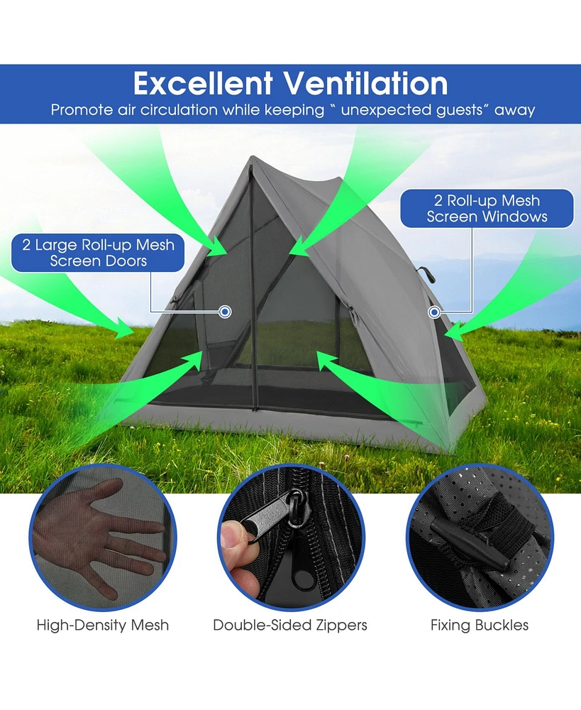 Slickblue Pop-up Camping Tent for 2-3 People with Carry Bag and Rainfly for Backpacking Hiking Trip