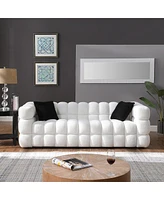 Simplie Fun 84.3" Marshmallow Sofa, White Boucle, 3 Seater