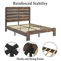 Full Size Wood Platform Bed Frame, Noise Free, Easy Assembly, Under Bed Storage