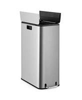 Slickblue 12 Gal Stainless Steel Trash Can with Soft-Closing Wing Lids-Silver