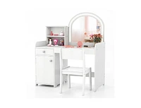 Slickblue Kids Vanity Table and Chair Set with Shelves Drawer and Cabinet