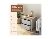 Slickblue 2-Drawer Nightstand with Rubber Wood Legs