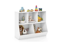 Slickblue 5-Cube Wooden Kids Toy Storage Organizer with Anti-Tipping Kits