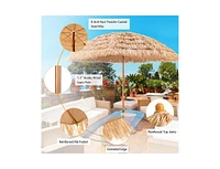 8 Feet Patio Thatched Tiki Umbrella Hawaiian Hula Beach Umbrella