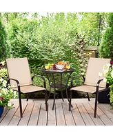Gymax Set of 2 Patio Chairs Dining w/ Steel Frame Yard Outdoor Beige