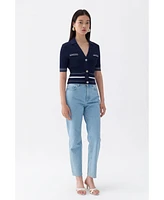 Nocturne Women's Short Sleeve Buttoned Knit Cardigan