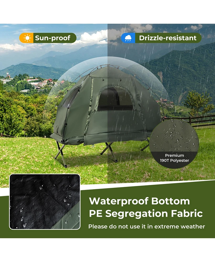 Slickblue 1-Person Folding Camping Tent with Sunshade and Air Mattress