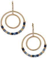 Anne Klein Gold-Tone Beaded Orbital Drop Earrings