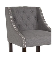Hadleigh Upholstered Barstool 30" High Transitional Tufted Barstool With Accent Nail Trim