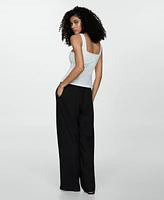 Mango Women's 100% Linen Straight Pants