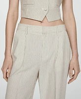 Mango Women's Straight Striped Pants